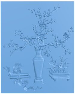 Flower vase painting T0011070 download free stl files 3d model for CNC wood carving
