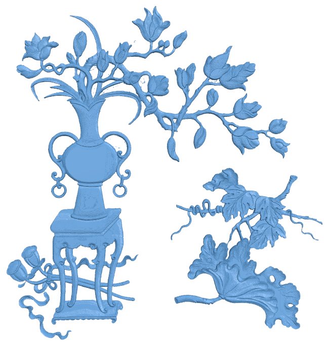 Flower vase painting T0011115 download free stl files 3d model for CNC wood carving