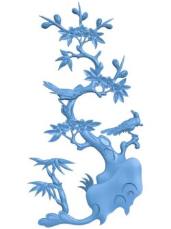 Painting of birds T0010956 download free stl files 3d model for CNC wood carving