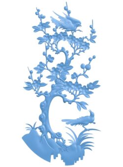 Painting of flowers and birds T0010722 download free stl files 3d model for CNC wood carving