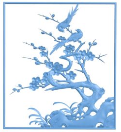 Painting of flowers and birds T0010922 download free stl files 3d model for CNC wood carving