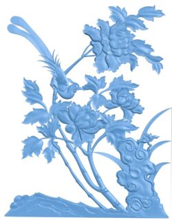 Painting of flowers and birds T0011080 download free stl files 3d model for CNC wood carving