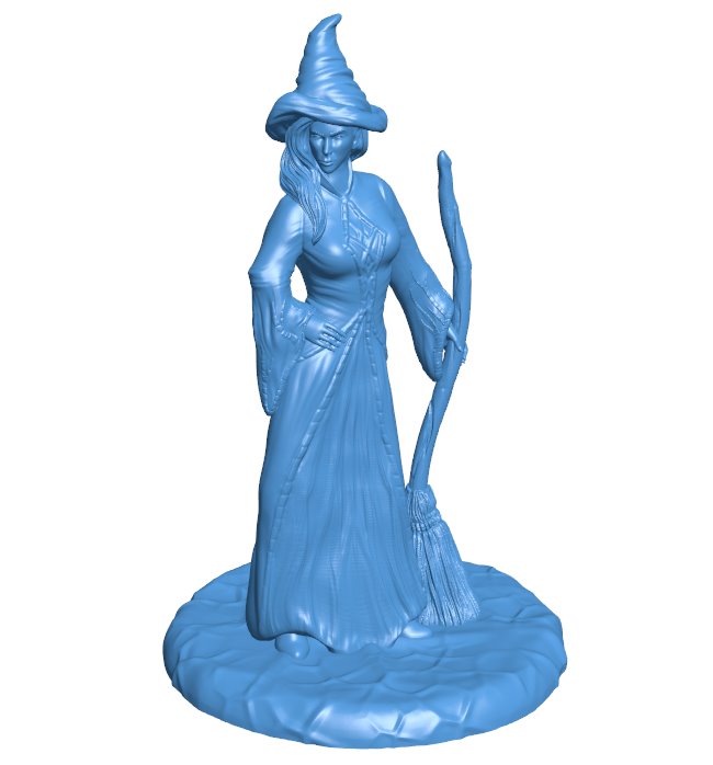 The witch and the broom B001161 3d model file for 3d printer