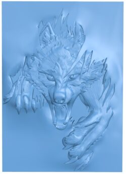 Wolf painting T0011220 download free stl files 3d model for CNC wood carving