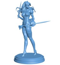 Princess and two swords B0011967 3d model file for 3d printer