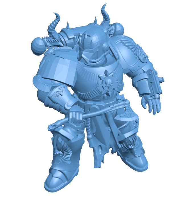 Robot armored warrior holding an axe B0011904 3d model file for 3d printer
