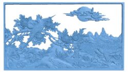 Painting of flowers and birds T0011628 download free stl files 3d model for CNC wood carving