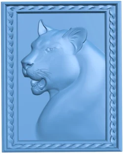 Leopard head T0012692 download free stl files 3d model for CNC wood carving