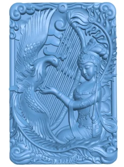 Guanyin and phoenix T0013206 download free stl files 3d model for CNC wood carving