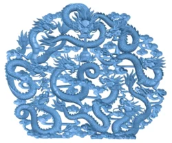 Nine Dragons T0012753 download free stl files 3d model for CNC wood carving